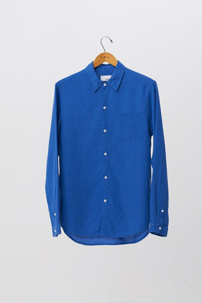 Men Linen Shirt L/S Blue