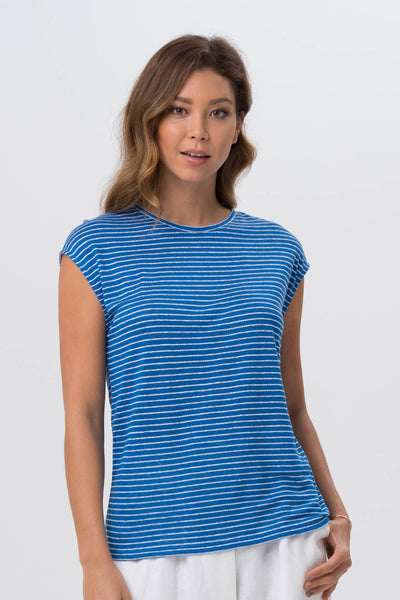 Ladies Linen Jersey T-shirt Blue