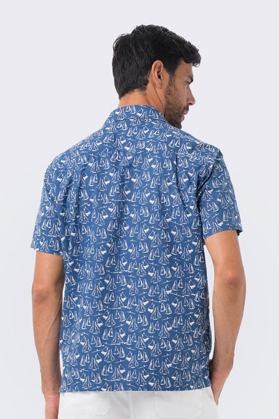 Bali Tropical Shirt Navy Sailboat - By The Sea Bali