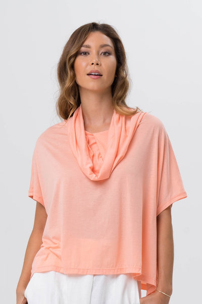 Kanoya Cowl Neck T-shirt Orange