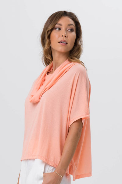 Kanoya Cowl Neck T-shirt Orange