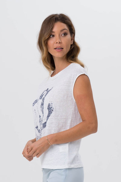 Ladies Printed T-shirt Navy