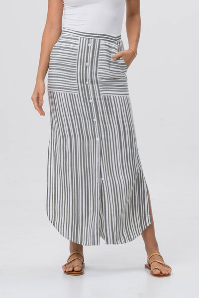 Stripe Maxi Skirt Grey