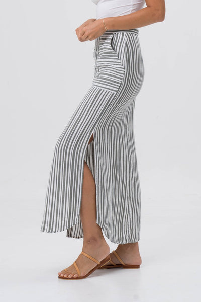 Stripe Maxi Skirt Grey