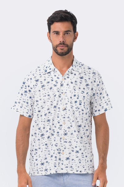 Bali Tropical Shirt S/S Navy Coconut - By The Sea Bali
