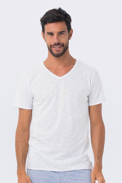 Basic T-shirt V-neck White - By The Sea Bali