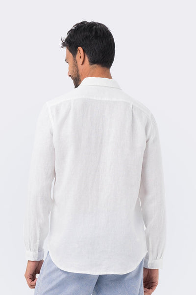 Men Linen Shirt L/S White