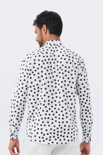 Classic Shirt Long Sleeve Navy Polka Dot