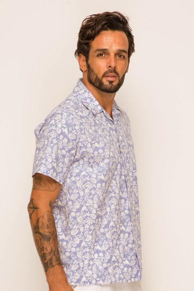 Bali Tropical Shirt S/S Blue - By The Sea Bali