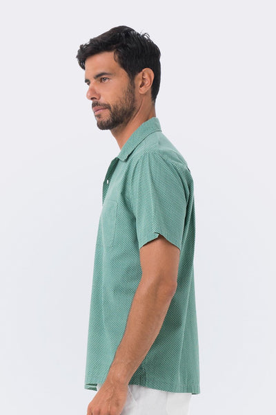 Bali Tropical Shirt S/S Green Polka Dot - By The Sea Bali