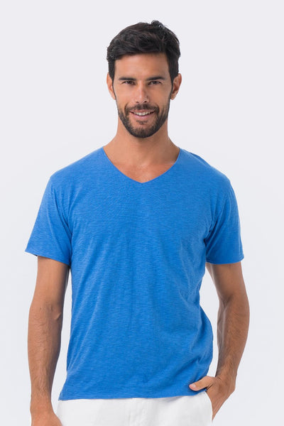 Basic T-shirt V-neck Blue - By The Sea Bali