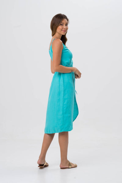 Kyoto Linen Dress Turquoise