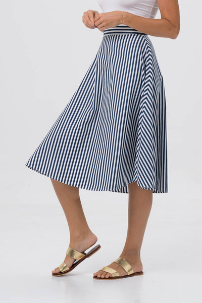 Midi Stripe Skirt Navy