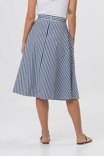 Midi Stripe Skirt Navy