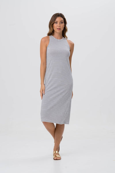 Caprera Stripe Dress Off White