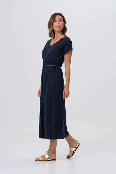 Jersey v-neck maxi dress Navy