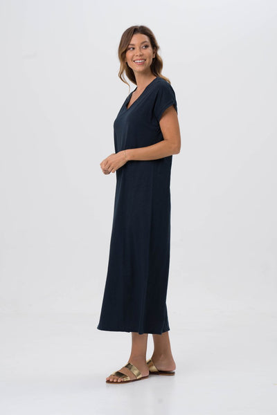 Jersey v-neck maxi dress Navy