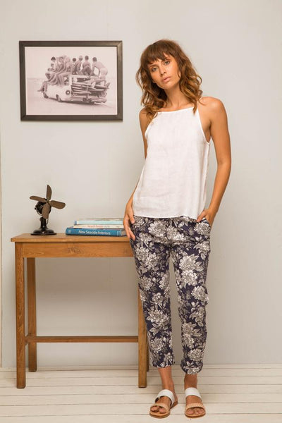 Linen Square top White