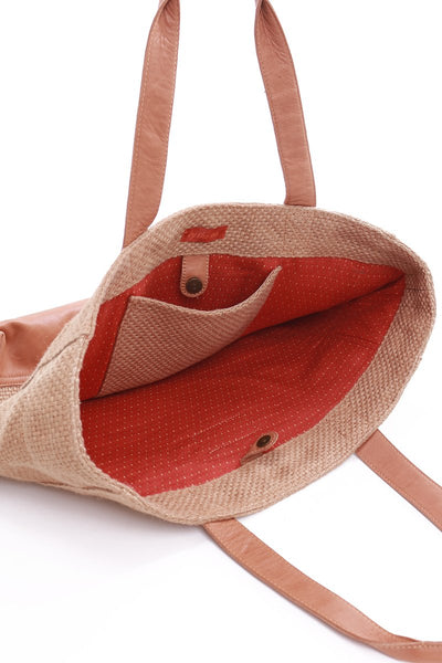 Sisal Bag w leather