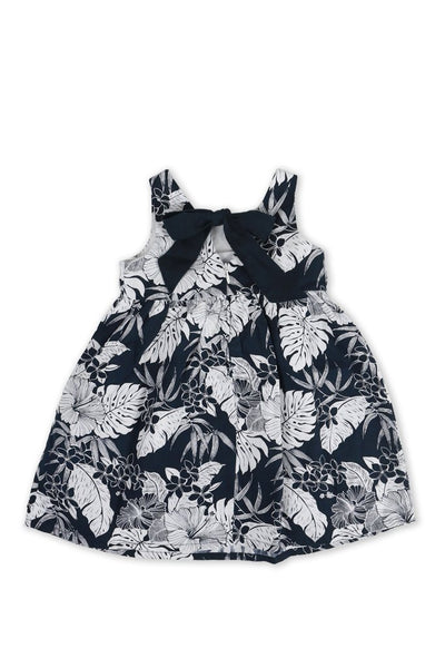 Kids Linen Lace Back Dress Navy