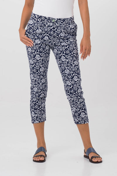 Cigarette Floral Pants Navy - By The Sea Bali