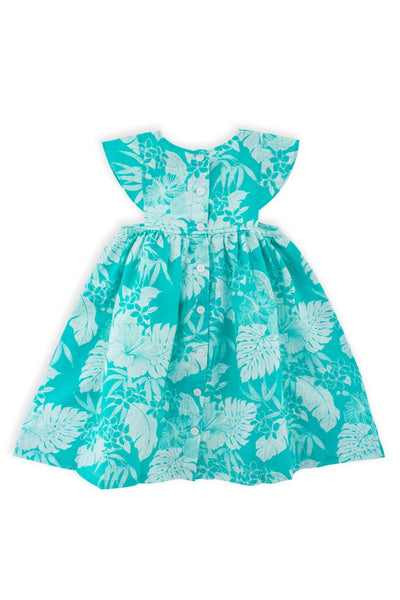 Linen Kids Dress Turquoise