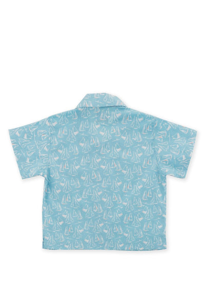Bali Tropical Shirt S/S Blue Sailboat - By The Sea Bali