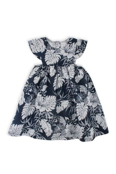 Linen Kids Dress Navy
