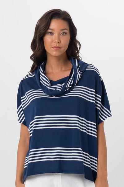 Kanoya Cowl Neck Shirt Navy - By The Sea Bali