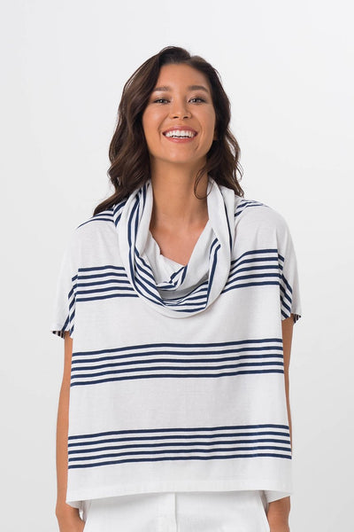 Kanoya Cowl Neck T-Shirt White - By The Sea Bali