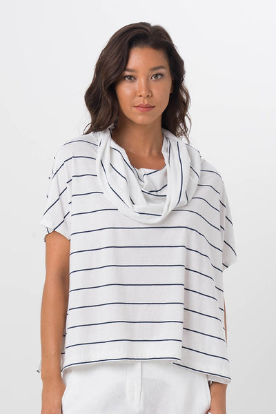 Kanoya Cowl Neck T-Shirt White - By The Sea Bali