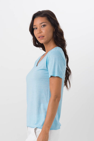Basic V-Neck T-Shirt Light Blue - By The Sea Bali