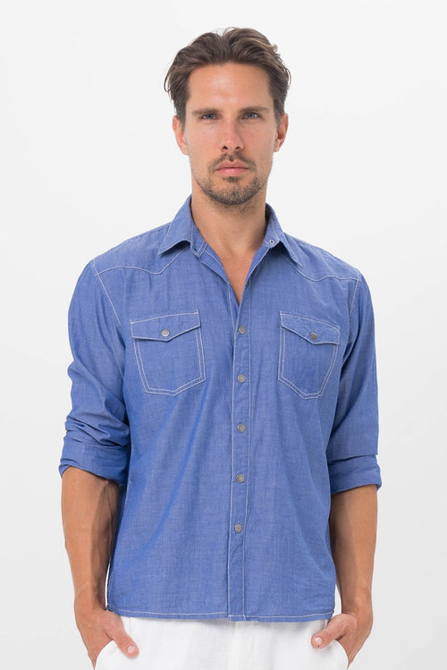 Denim Blue Shirt L/S - By The Sea Bali