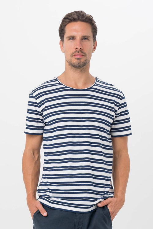 Basic Men T-Shirt Dark Blue Stripes - By The Sea Bali