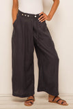 Linen Wrap Crop Pants Navy