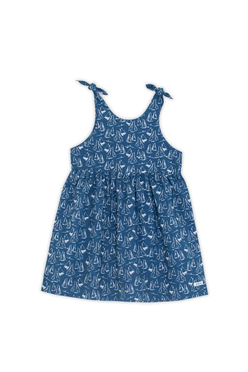 Molly Tie Dress Navy Sailboat