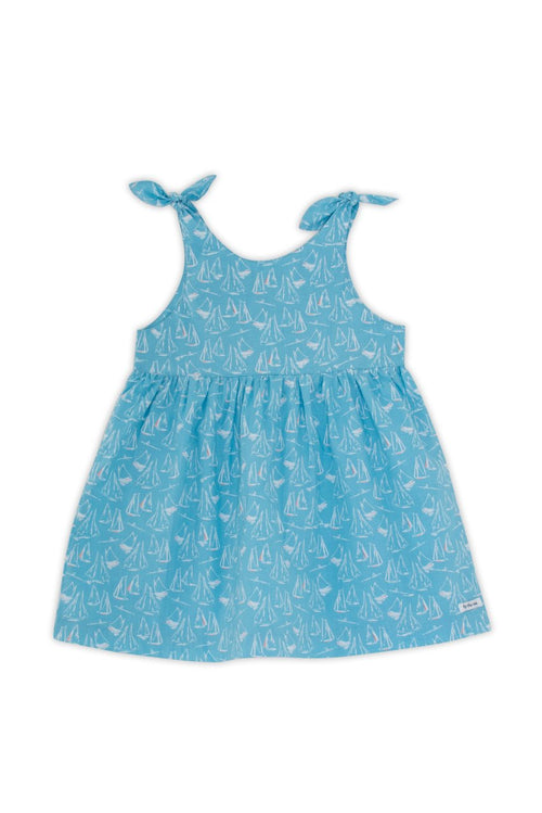 Molly Tie Dress Blue Sailboat