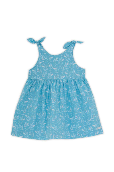 Molly Tie Dress Blue Sailboat