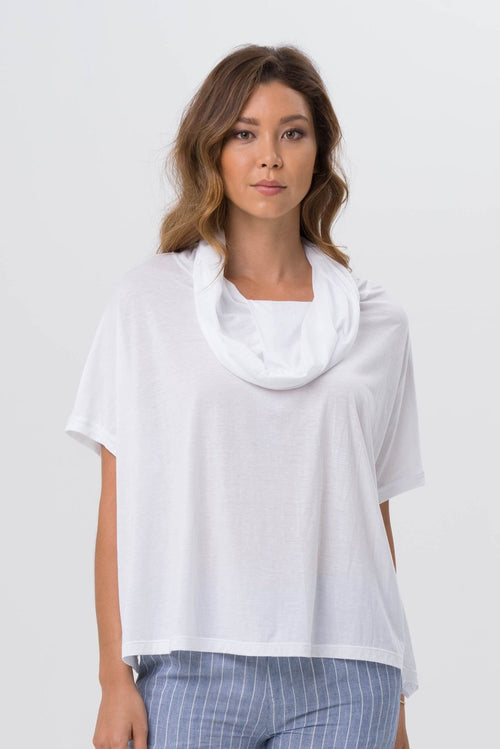 Kanoya Cowl Neck T-shirt White