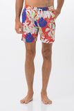 Men's Swimming Trunk Grey Tropical Leaves