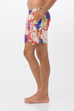 Men's Swimming Trunk Grey Tropical Leaves