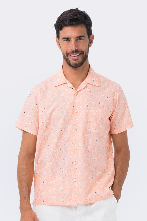 Bali Tropical Shirt Orange Sailboat - By The Sea Bali