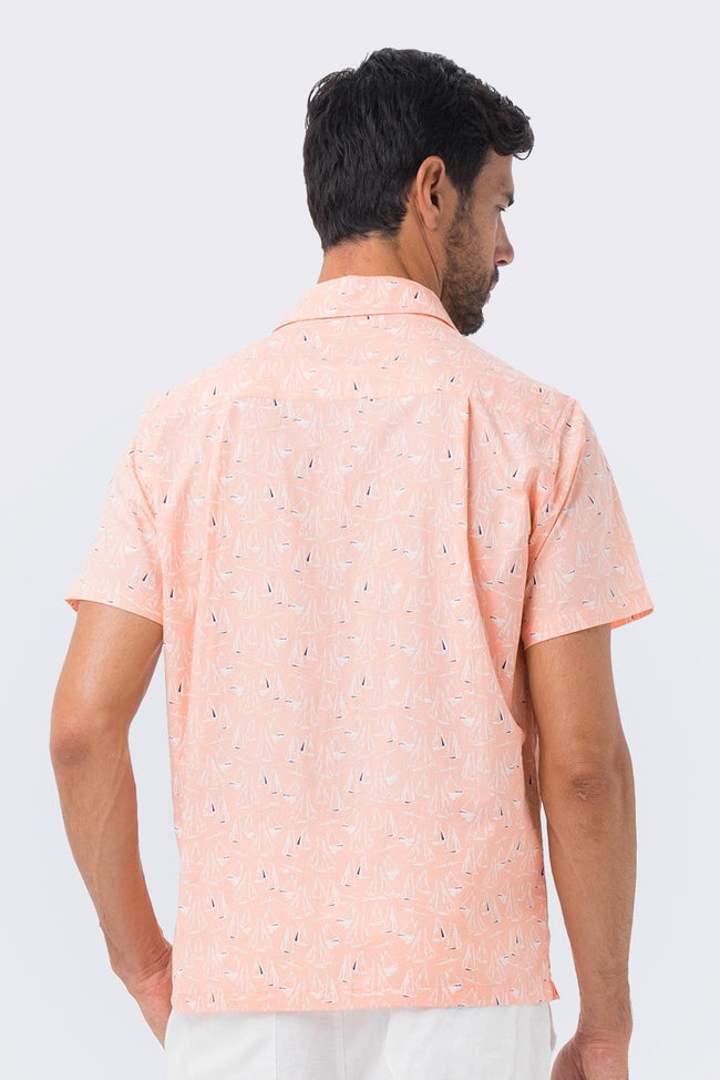 Bali Tropical Shirt Orange Sailboat - By The Sea Bali