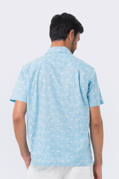 Bali Tropical Shirt Blue Sailboat - By The Sea Bali