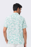Maui Linen Shirt S/S Green Tropical Leafs