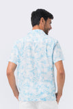 Bali Tropical Shirt S/S Blue Tropical Leafs - By The Sea Bali