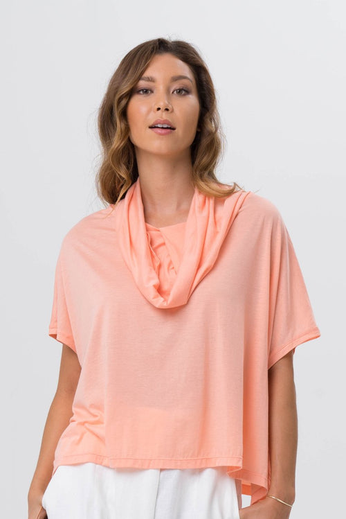 Kanoya Cowl Neck T-shirt Orange