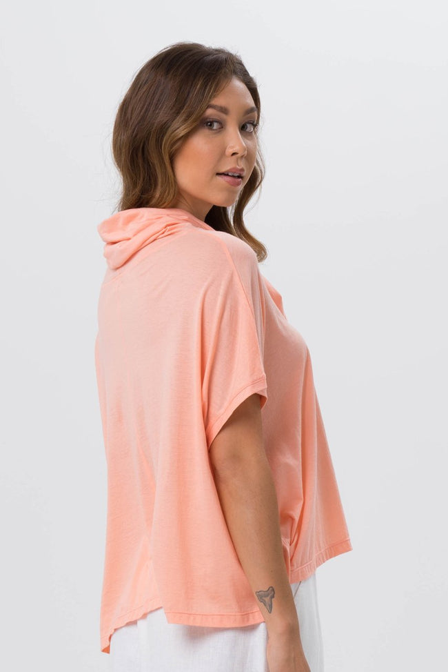 Kanoya Cowl Neck T-shirt Orange