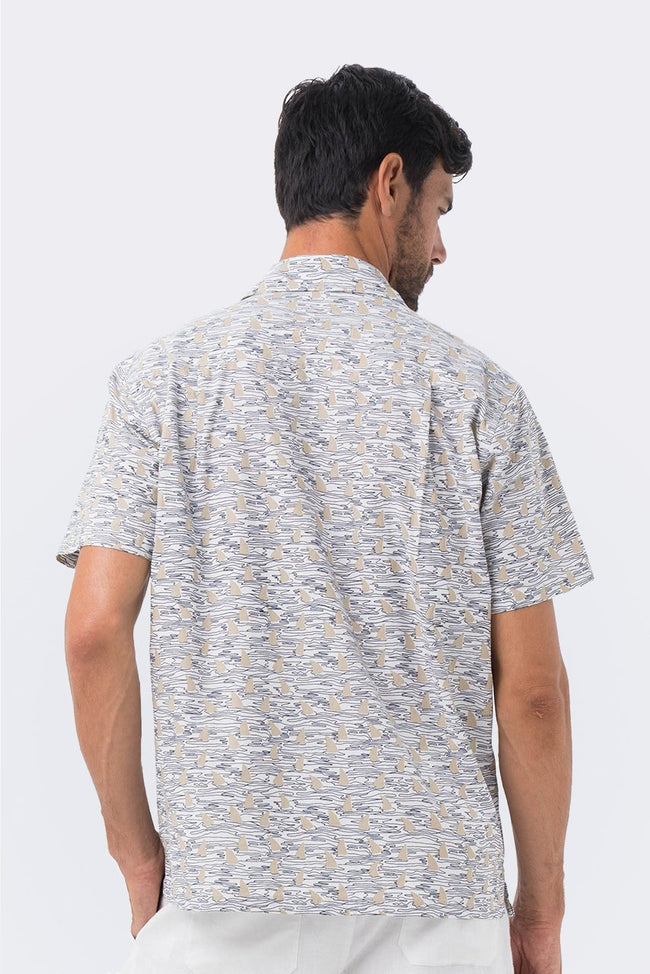 Bali Tropical Shirt S/S Natural Shark fin - By The Sea Bali