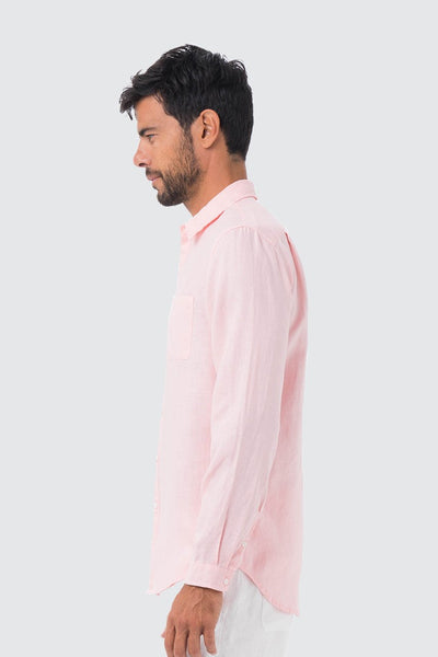 Men Linen Shirt L/S Pink